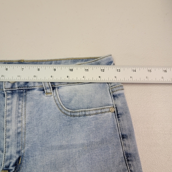 K.Jordan Asymmetrical Left Side Ruffle Acid Wash Slim Blue Jeans Size 4 - Picture 4 of 6